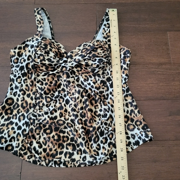 Swimsuits For All Leopard Print Tankini Top Womens 14 Wide Strap Sweetheart Neck - Picture 8 of 10